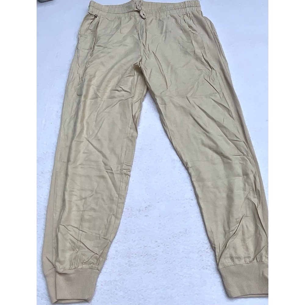 Guess Chic Beige Linen Blend Joggers Size Large 03GB00 W7KD0 NEW WITHOUTOUT TAGS - Picture 3 of 11